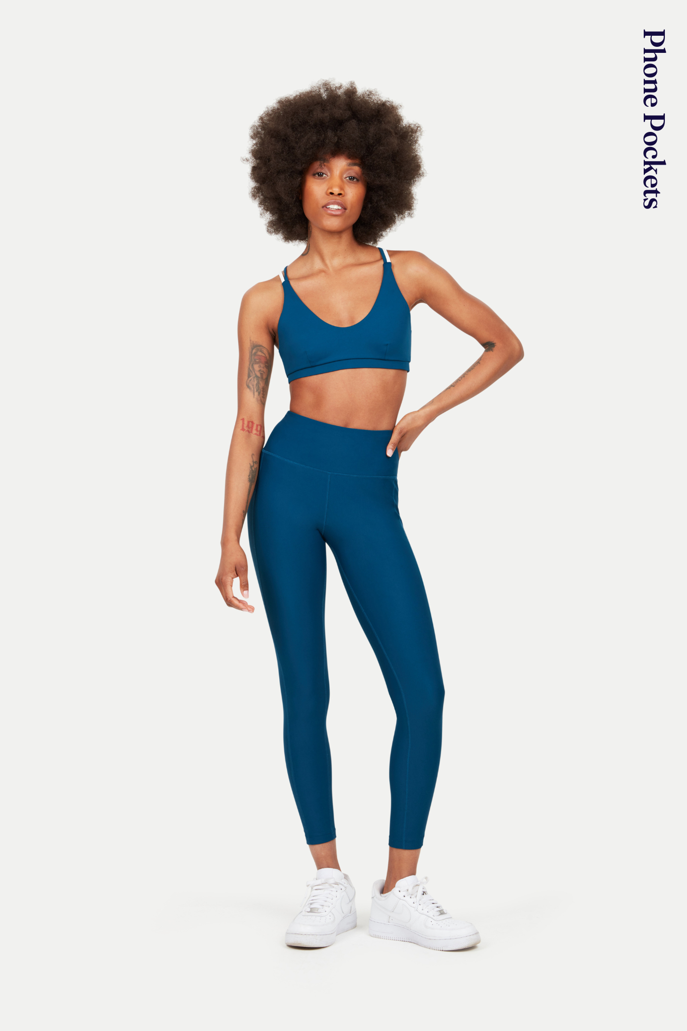 Blue Gym Leggings with Pockets, Squat Proof